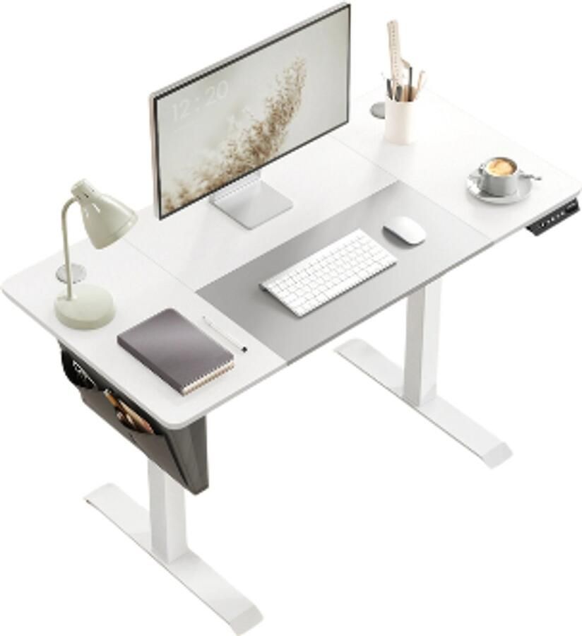 Yoin bureau Verstelbaar bureau Zit sta bureau Elektrisch verstelbaar Wit met lichtgrijs 72 tot 120 cm verstelbaar Geheugenknop