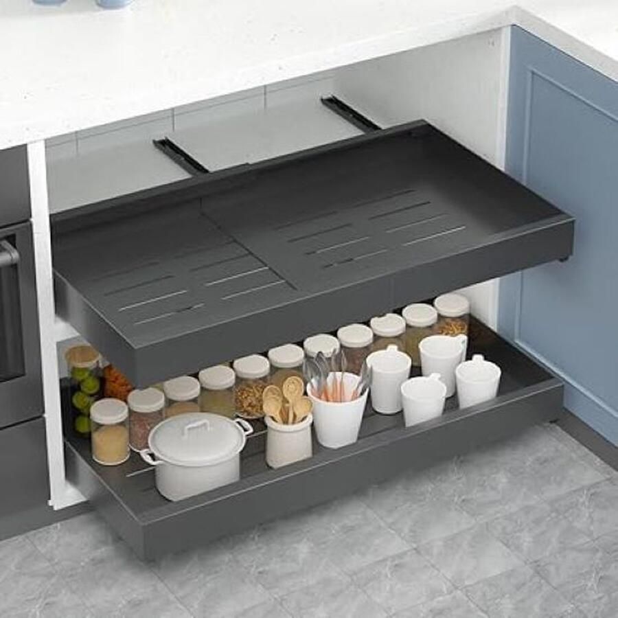 YOLO SHOP -uittrekbare lade keuken-keukenkast-verstelbare breedte-metalen kast organizer- voor keuken- badkamer 43 68 x 42 x 7 cm