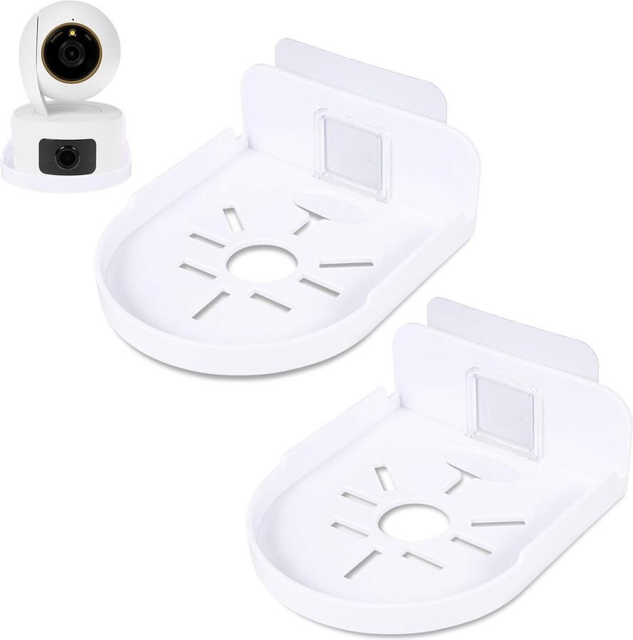 YQ-V186W 2 Pack Acryl Wandbeugel Universele Zelfklevende Wandplanken Wit Voor Beveiligingscamera's en Babyfoons