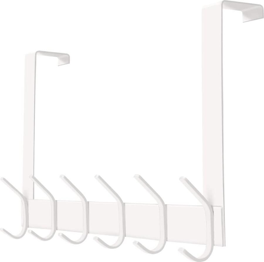 YUMORE deur haak roestvrij stalen deurkast ophangen van wit 12 haken handdoek rail deur opknoping kapstok badkamer hal slaapkamer zonder boren deur tot 4 5 cm