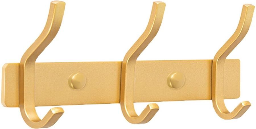 YUNISS Kapstokhaken RVS Kapstokhaken met 3 Haken Wandhaken voor Slaapkamer Badkamer (Goud)