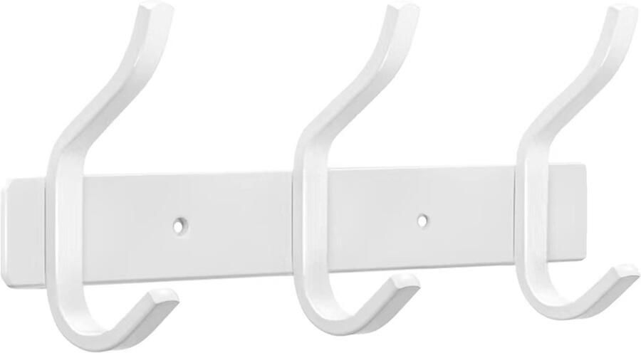 YUNISS kapstokrek roestvrijstalen kapstok met 3 haken wandhaakrek voor slaapkamer badkamer (wit 3 haken)