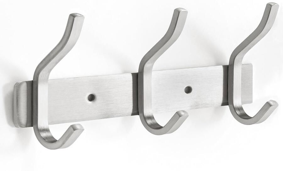 YUNISS kapstokrek roestvrijstalen kapstok met 3 haken wandhaakrek voor slaapkamer badkamer (zilver 3 haken)