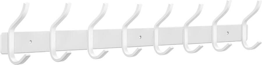 YUNISS kapstokrek roestvrijstalen kapstok met 8 haken wandhaakrek voor slaapkamer badkamer (wit 8 haken)