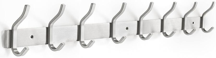 YUNISS kapstokrek roestvrijstalen kapstok met 8 haken wandhaakrek voor slaapkamer badkamer (zilver 8 haken)