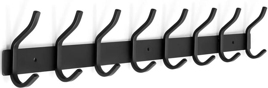 YUNISS kapstokrek roestvrijstalen kapstok met 8 haken wandhaakrek voor slaapkamer badkamer (zwart 8 haken)
