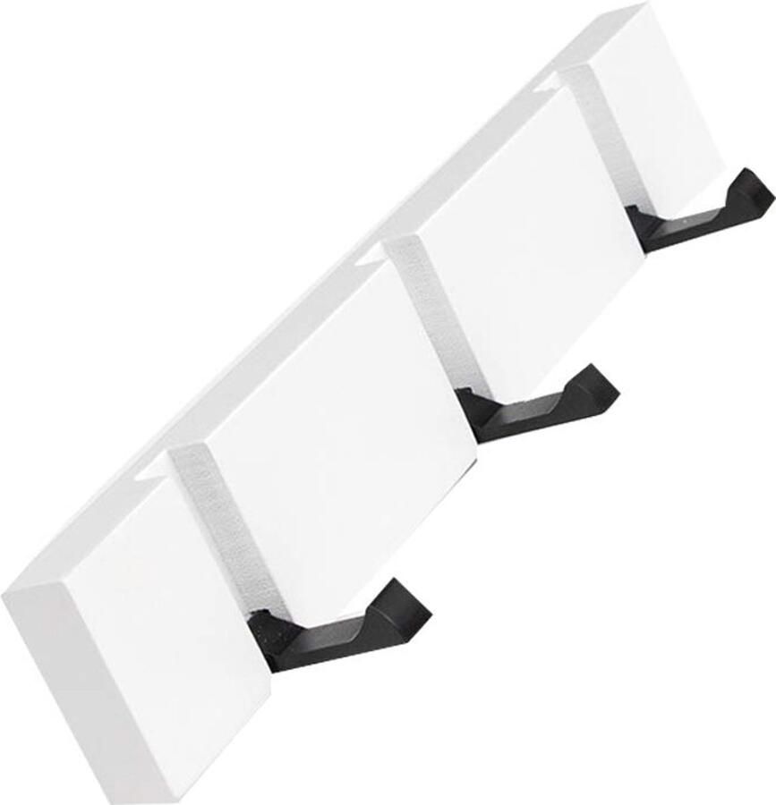 YunNasi kapstok houten kapstok opvouwbare kapstok wandkapstok met 5 opvouwbare haken voor jassen sjaals hoeden en handtassen (wit 3 haken)