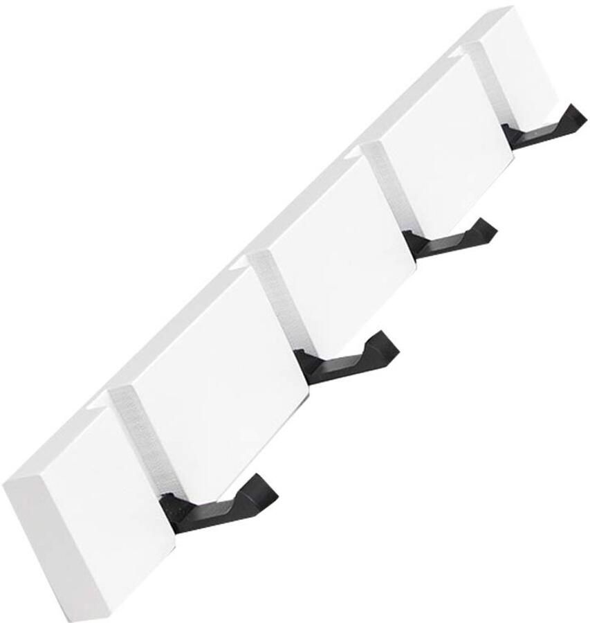 YunNasi kapstok houten kapstok opvouwbare kapstok wandkapstok met 5 opvouwbare haken voor jassen sjaals hoeden en handtassen (wit 4 haken)