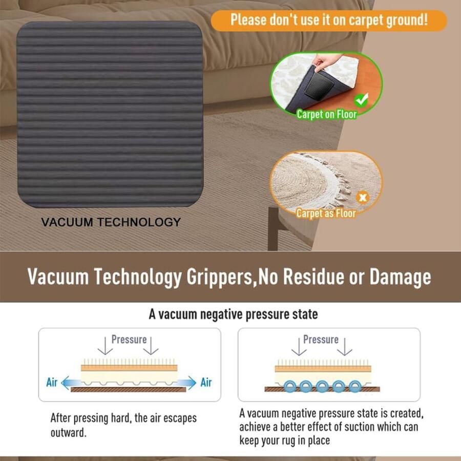 YUNYU 100 x 100 cm x 2 mm dikke tapijtgrijper en antislipmat voor tapijten banken set van 4 zwarte wasbare antislip pads Herbruikbare tapijtgrijpers residuvrije antislipmat voor binnentapijten