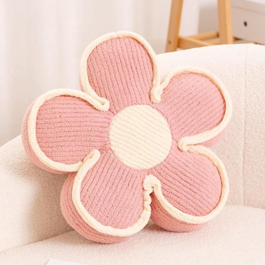 Zacht Bloemvormig Vloerkussen Decoratief Bloemkussen voor Bank of Bed Roze (33 7 cm)
