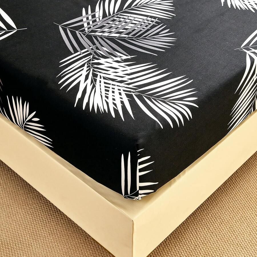 Zacht en Ademend Hoeslaken met Tropische Palmbladeren voor Diepe Matrassen