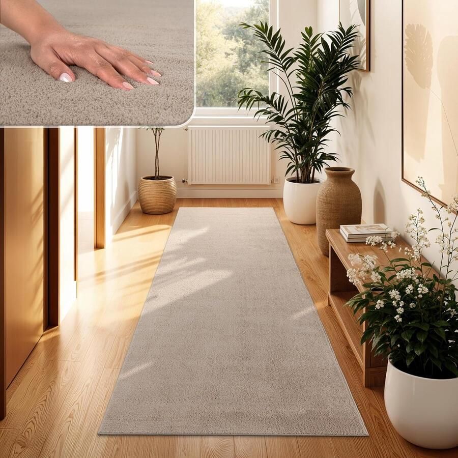 Zacht en Modern Kortpolig Wasbaar Vloerkleed voor de Woonkamer Antislip en Onderhoudsvriendelijk 60x100 cm Beige