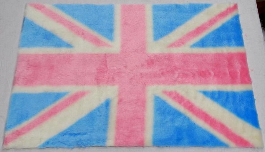 Zacht Faux Fur Tapijt Union Jack Pale Pink Funky Fun