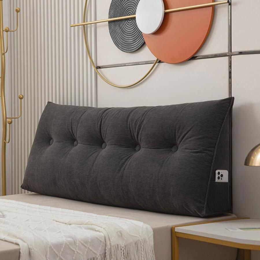 Zacht Hoofdbord Wigkussen met Afneembare Hoes Lendensteun Kussen voor Bedbank en Lezen 150 x 50 x 20 cm