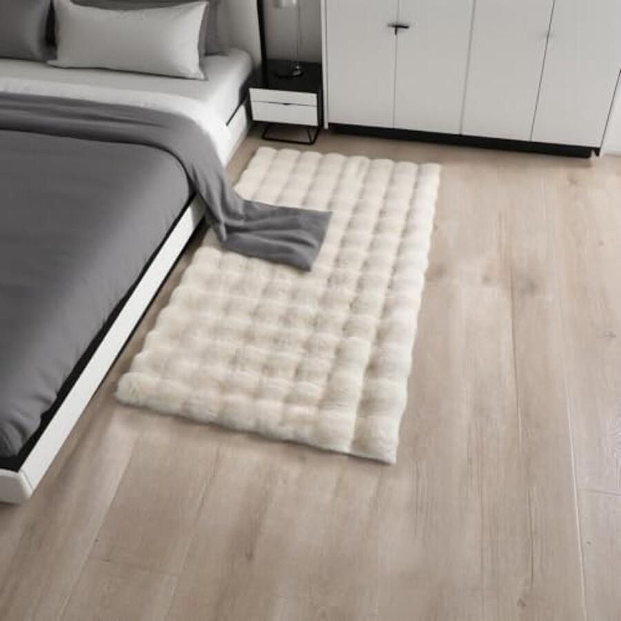 Zacht Hoogpolig Vloerkleed Wasbaar 60x90 cm – Antislip Ondergrond voor Slaapkamer en Woonkamer Decoratie