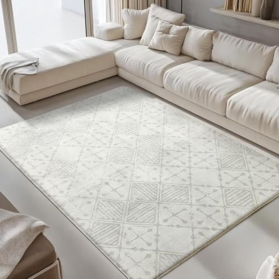 Zacht laagpolig antislip tapijt voor woonkamer slaapkamer en kantoor modern abstract ontwerp 160 x 200 cm