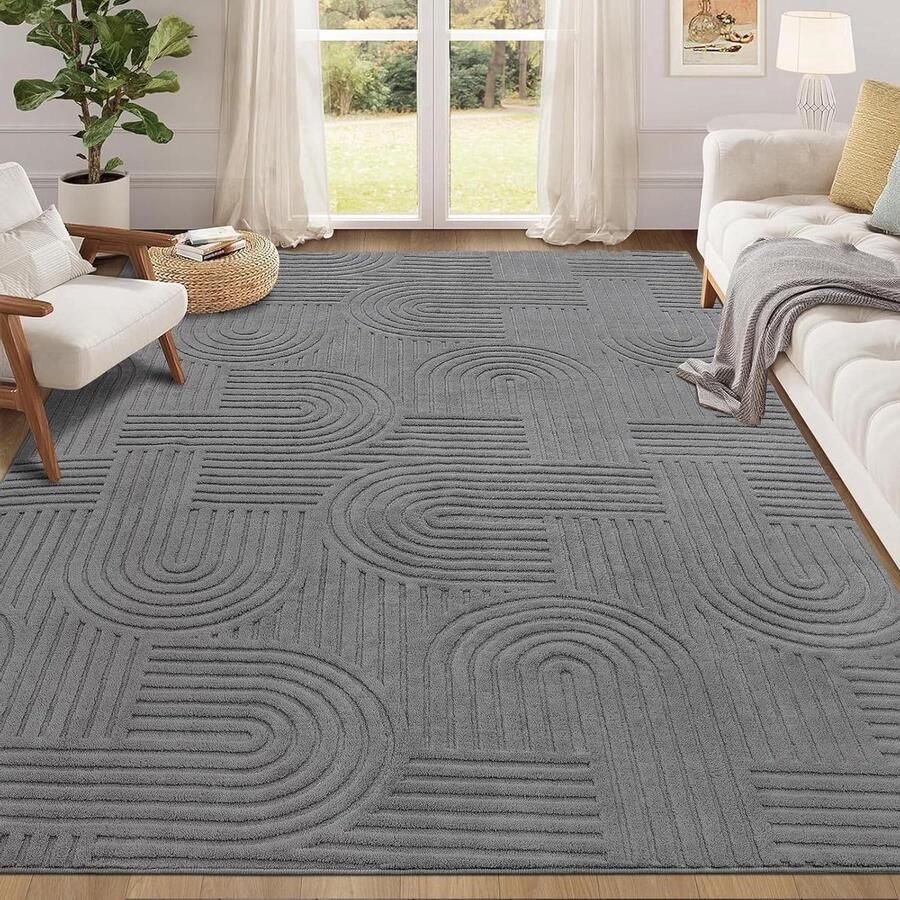 Zacht Modern Vloerkleed Antislip Huisdiervriendelijk 1 stuk Grijs Vilt Polyester 160x230 cm