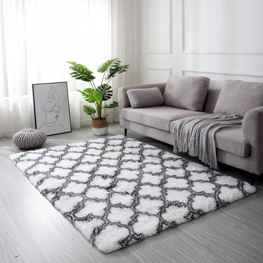 Zacht pluche tapijt lang pluizig zacht tapijt 120 x 200 cm witte lantaarn