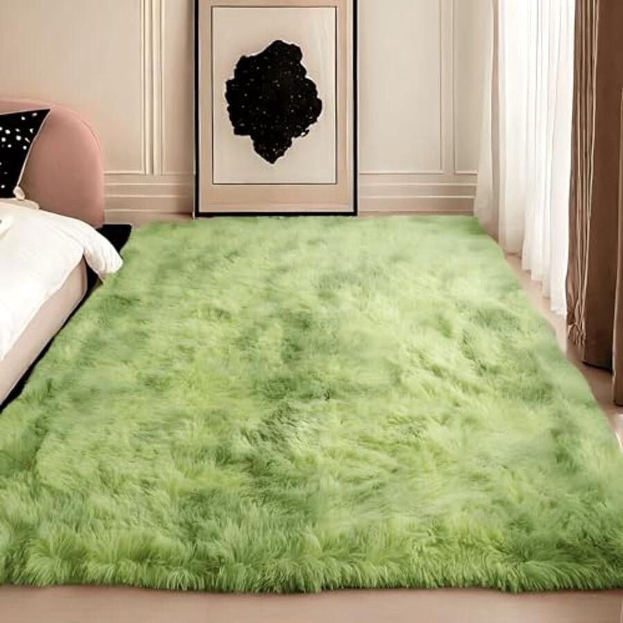 Zacht Pluche Tapijt voor Binnen en Buiten Wasbaar Antislip Groen 120x160cm