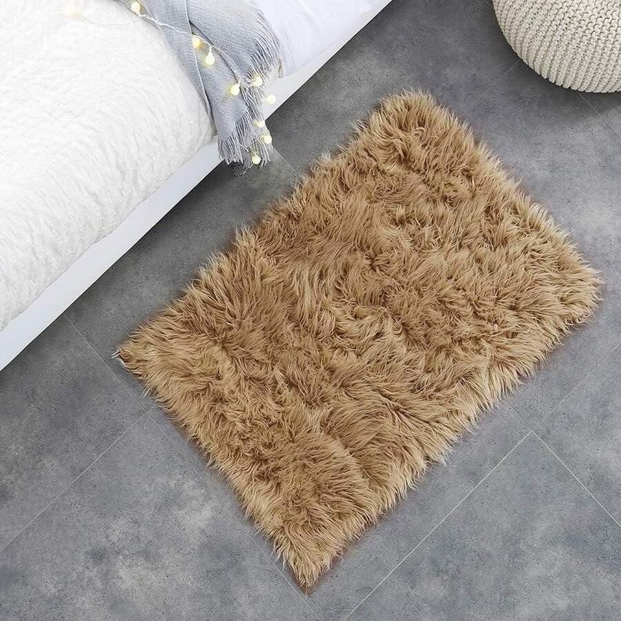 Zacht pluizig faux bont tapijt Shaggy vloerkleed voor slaapkamers en woonkamer