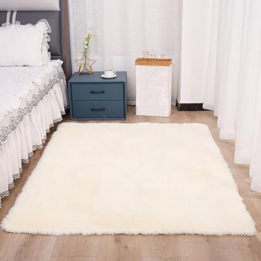 Zacht Pluizig Vloerkleed Antislip Wasbaar 160 x 230 cm Perfect voor Slaapkamer en Woonkamer