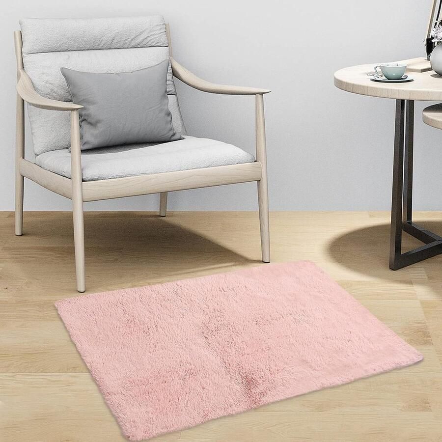 Zacht Roze 60 x 90 cm Faux Fur Schapenvacht Gebiedstapijt Shaggy Vloermat voor Slaapkamer Woonkamer Kinderkamer