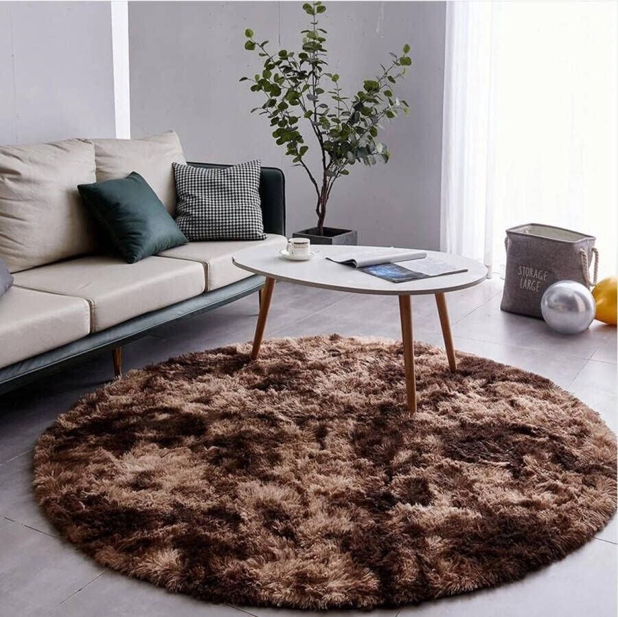 Zacht tapijt antislip yogamat slaapkamer vloerbank Shaggy zijdezacht pluche tapijt (lichte koffie 160 x 160 cm)