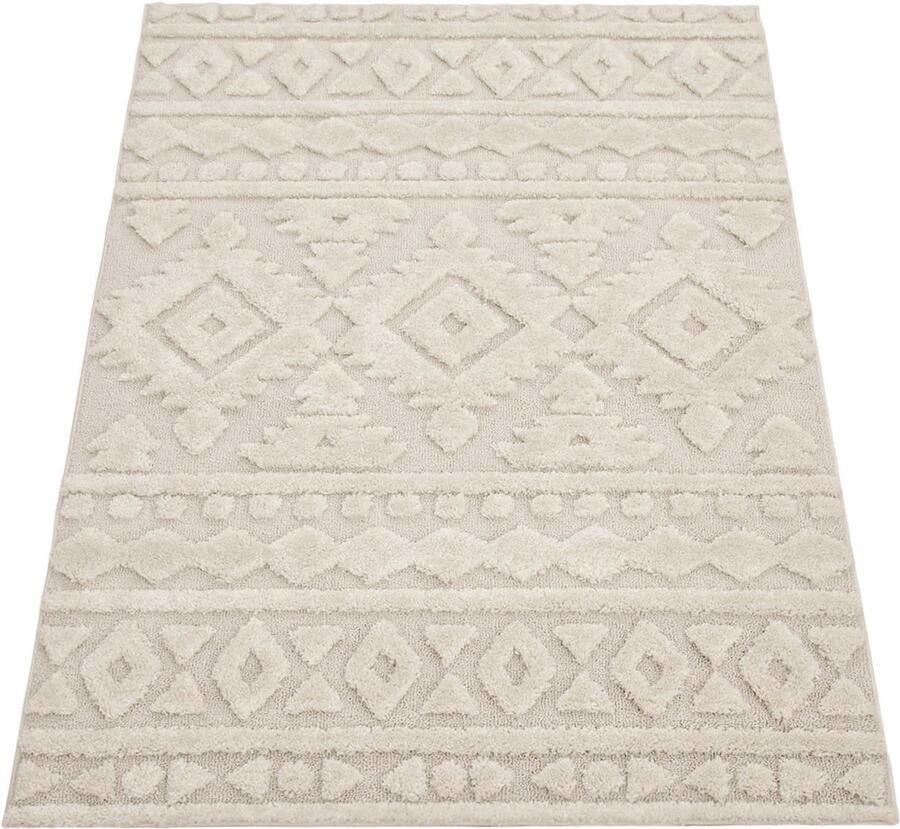 Zacht tapijt met high-pile-Modern Scandinavisch en geometrisch patroon-Duurzaam polypropyleen-Silky Soft Touch-Minimalistisch en elegant ontwerp