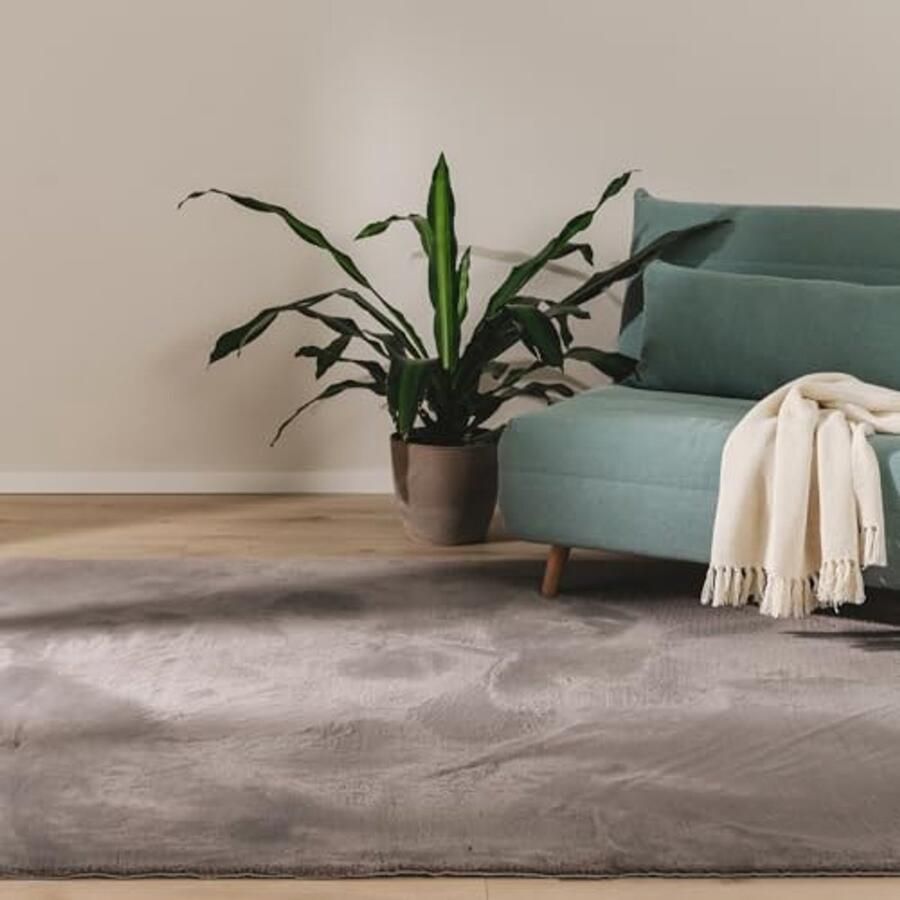 Zacht Vloerkleed voor Woonkamer Grijs 200x290 cm Kunstvezel Vachtkleed Antislip en Wasbaar