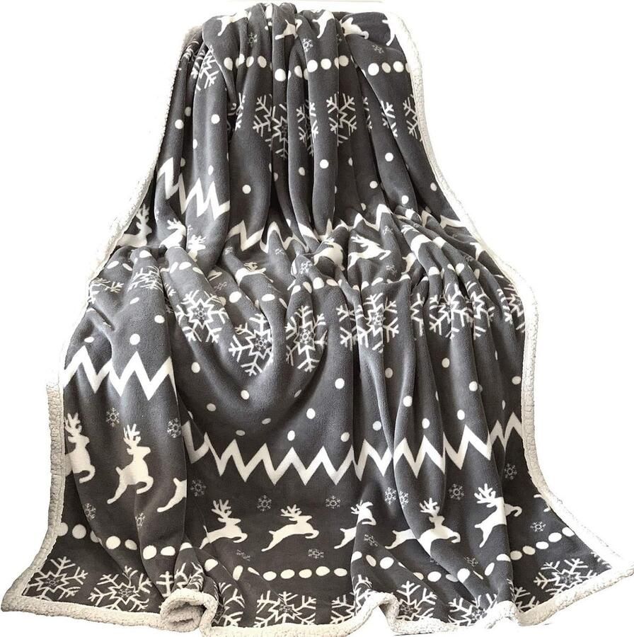 XXL Warme Fleece Deken Knuffeldeken voor Bank en Bed Fluweelzachte Microvezel en Imitatie Lamsvacht Wasbaar 150 x 200 cm - Foto 2