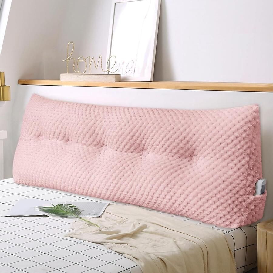 Zacht Wigvormig Kussen voor Bed en Bank Comfortabel Leeskussen met Afneembare Hoes Multifunctioneel Rug- en Nevkussen