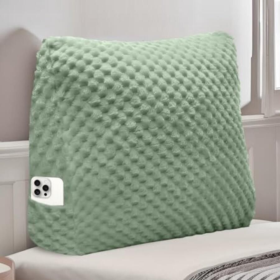 Zacht wigvormig leeskussen voor bed en bank Comfortabel rugkussen Afneembare hoes Ondersteunend nekkussen