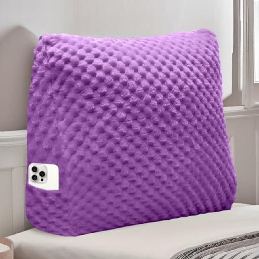 Zacht wigvormig rugkussen voor bed – Comfortabel leeskussen met verwisselbare hoes