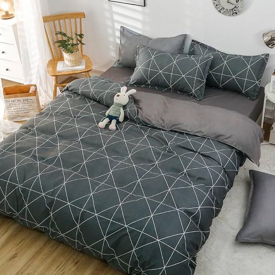 Zachte beddengoedset 4-delig modern ontwerp 100% polyester