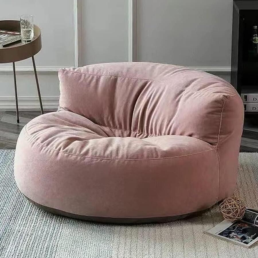 Chenille Bean Bag Cover Washable Ultra Soft Pouf Ottoman No Filler Children Adults Bean Bag Chair Lazy Armchair Sofa Floor Seat Living Room Furniture (Color : Light Pink Size : 100cm)