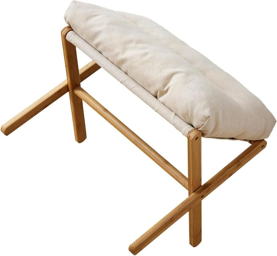 Zachte Comfortabele Voetenbank Multifunctioneel Stevig Ontwerp Geschikt voor Woonkamer en Slaapkamer Beige