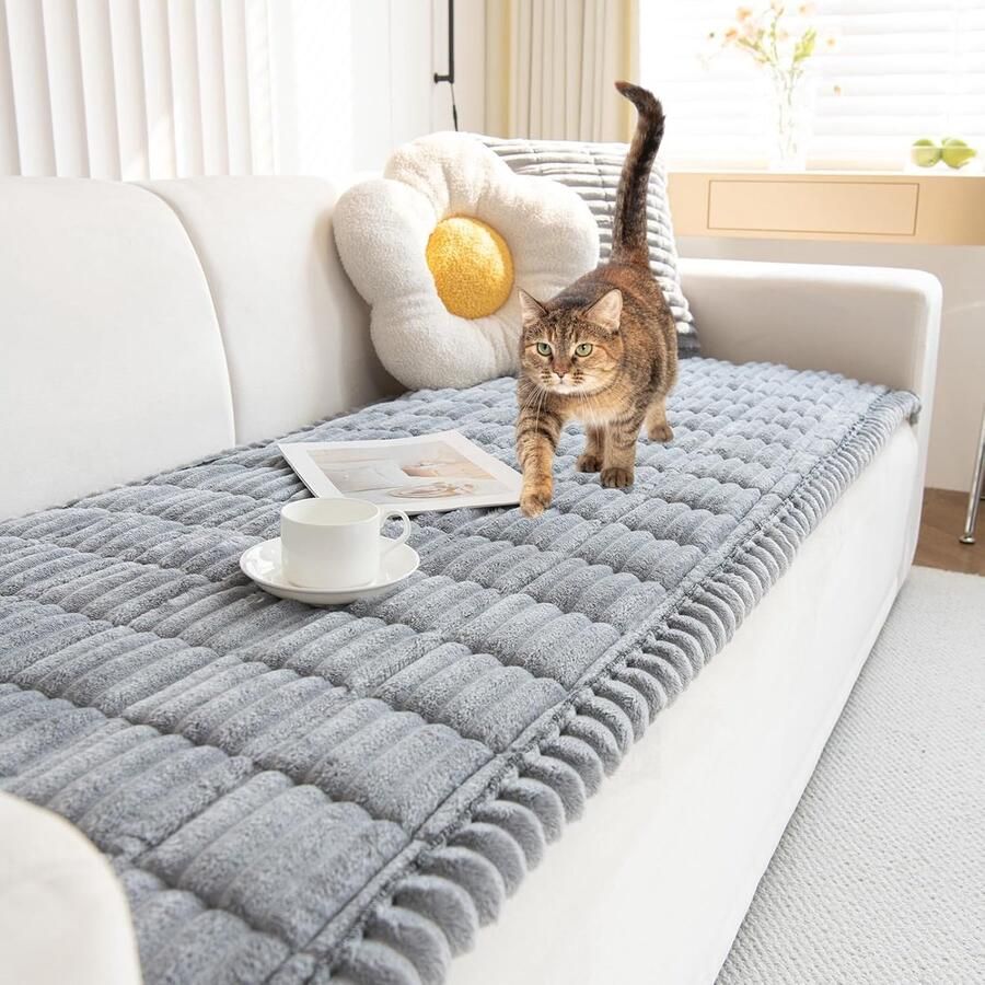 Zachte Corduroy Bankhoes 3-zits Antislip voor Hoekbank – Universele Meubelbeschermer voor Huisdieren en Kinderen (Lichtgrijs)