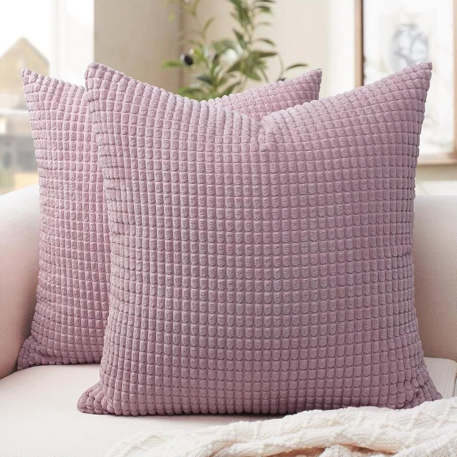 Zachte Corduroy Kussenslopen Set van 2 40 x 40 cm Ideaal voor Bank Woonkamer en Meisjeskamer