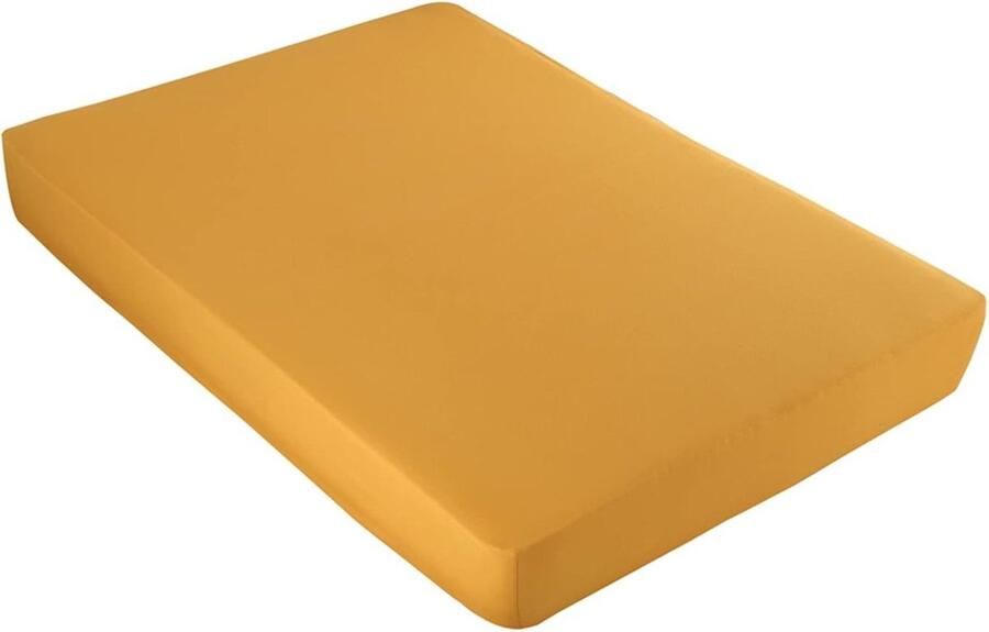 Zachte en Ademende Gele Jersey Hoeslaken 160 x 200 cm voor Matrassen tot 35 cm Hoog