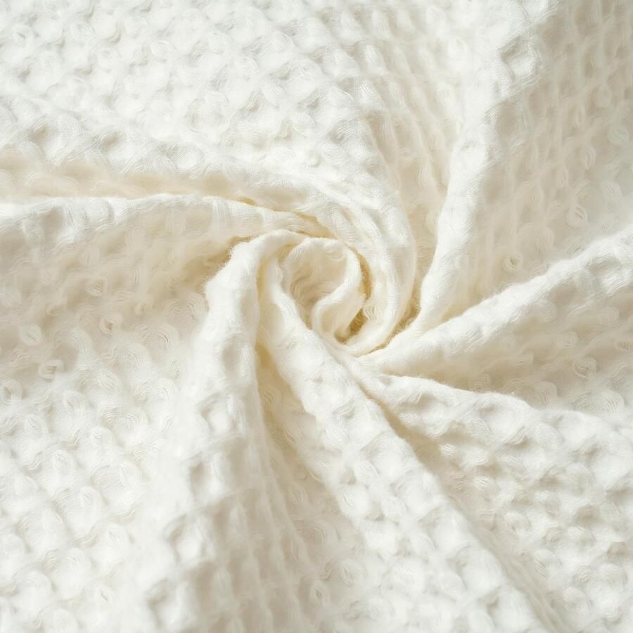 Zachte en Ademende Wafeldeken van 100% Katoen voor Bank en Bed 220 x 240 cm in Crème