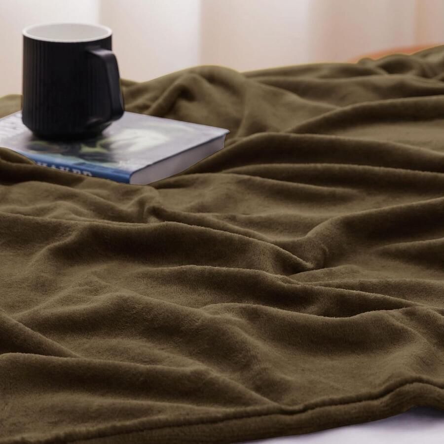 Zachte en Lichtgewicht Fleece Deken voor Bank en Bed 130 x 150 cm Bruin