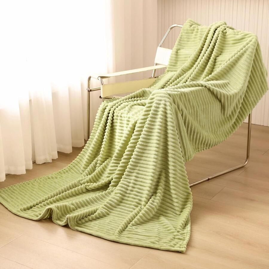 Inovra Zachte Warme Plaid voor Bank en Bed Fluffy Deken Matcha Groen 150 x 200 cm