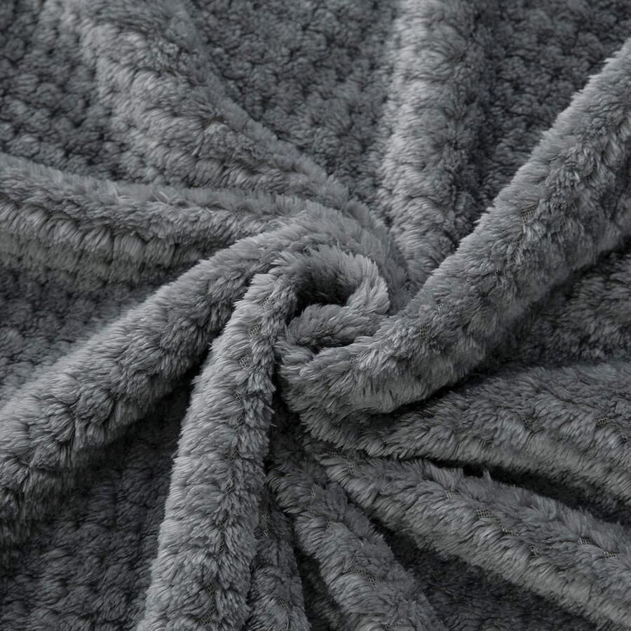 Zachte en Warme Fleece Deken voor Slaapkamer Bank en Kantoor 125 x 150 cm Donkergrijs