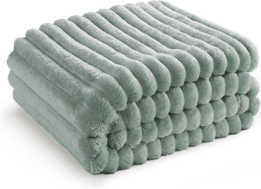 Zachte en warme fleecedeken voor bed en bank Grof rib ontwerp 130 x 170 cm