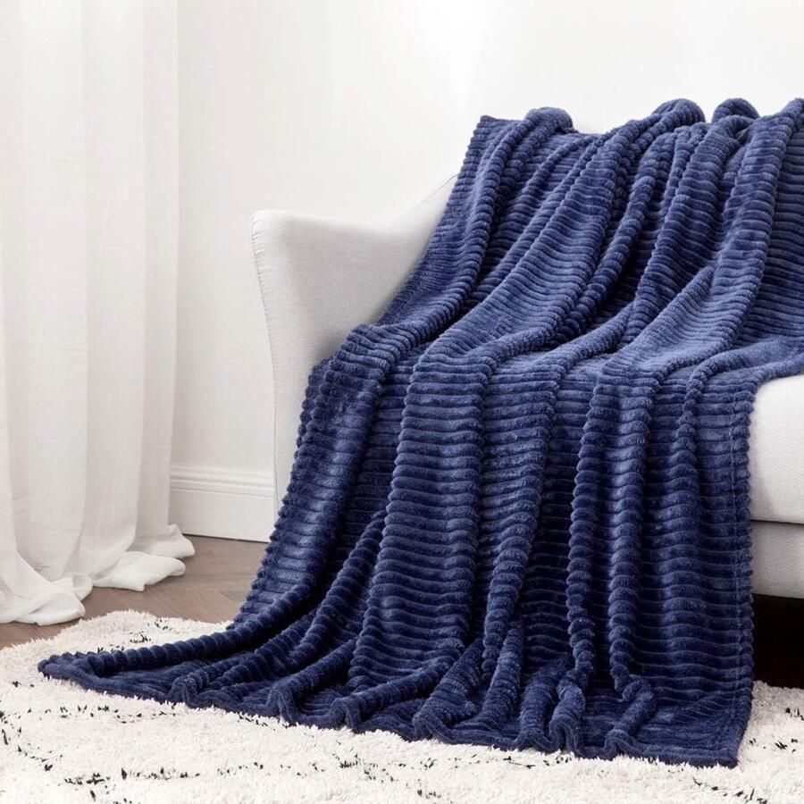 Zachte Flanellen Deken met Pompons voor Bed Bank en Kantoor