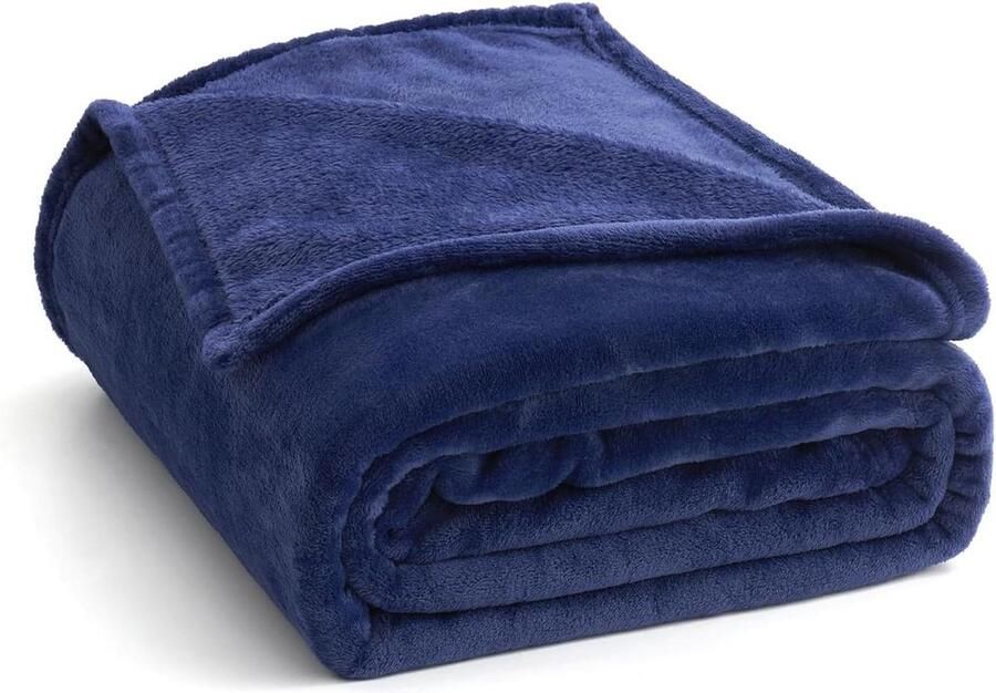 Zachte pluizige flanellen fleece plaid marineblauw comfortabel pluche warm en gezellig voor bed bank slaapkamer 60x80 inch 150x200cm - Foto 2