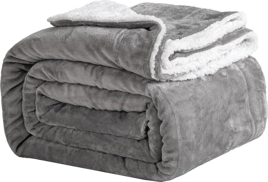 Zachte Fleece Deken 150x200 cm Warme Knuffeldeken voor op de Bank of Bed Winter Koud Comfortabel & Wasbaar Grijs