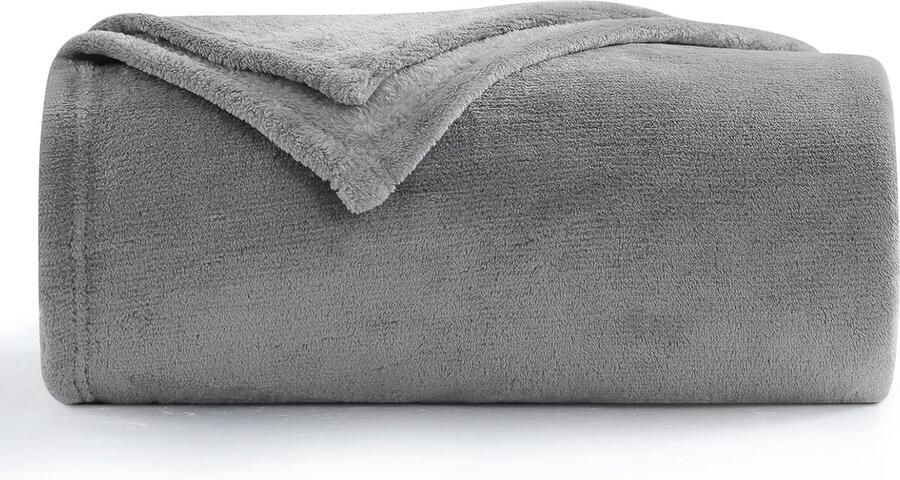 Zachte fleece deken grijs veelzijdige plaid voor bank en bed 150 x 200 cm
