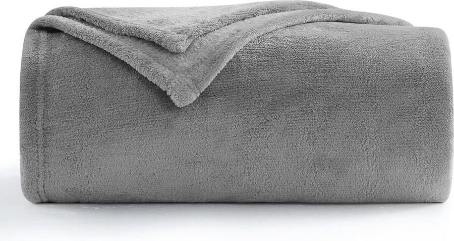 Zachte Fleece Deken Grijze Plaid voor Bank en Reizen 130 x 150 cm
