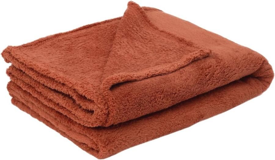 Zachte Fleece Deken voor Bank of Bed Luxe Pluche Plaid voor Thuis en Reizen Terracotta